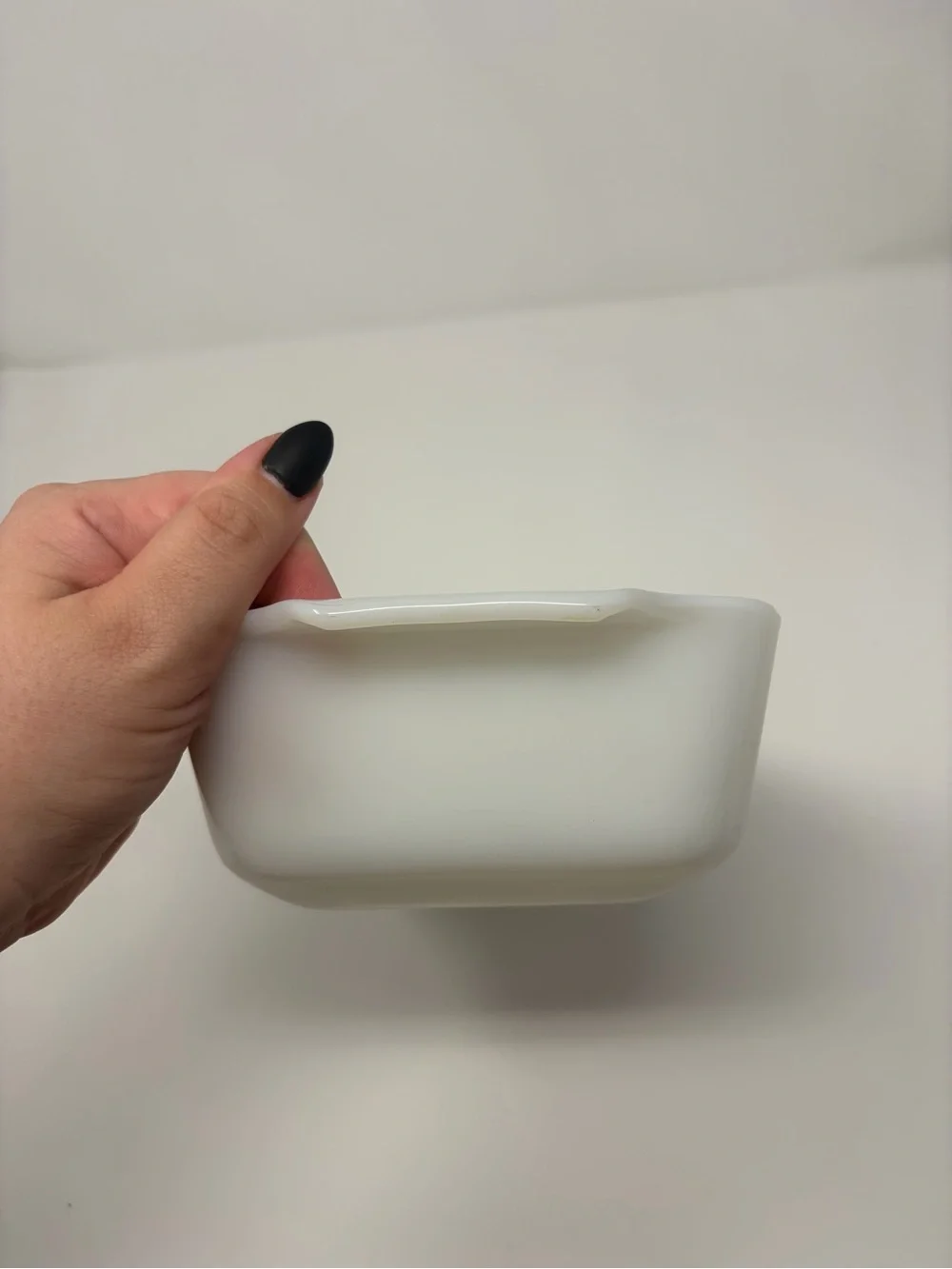 Vintage Anchor Hocking Milk Glass Casserole Dish with Blue Floral Pattern